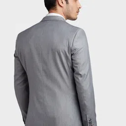 ColorPlus Men Grey Solid Single-Breasted Formal Blazer image 5