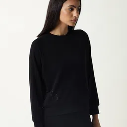 ARTICALE Women Black Solid Cotton Sweatshirt-picture-20