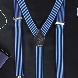 PELUCHE Men Blue & Black Flemish Stripes Suspenders-picture-43
