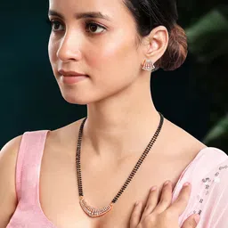 Peora Rose Gold-Plated Stone Studded Mangalsutra-picture-55