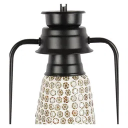 Devansh White & Gold-Toned Textured Mosaic Glass Traditional Wall Lantern image 4