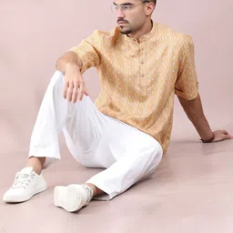 FILORI STUDIO Floral Printed Band Collar Short Kurta image 2