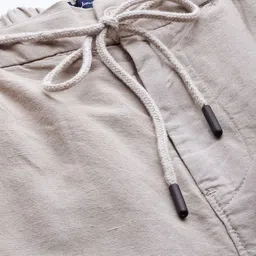 Mast & Harbour Men Beige Regular Fit Solid Regular Cotton Linen Trousers image 2