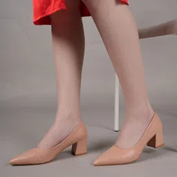 Lavie Women Textured Pointed Toe Party Block Pumps image 2