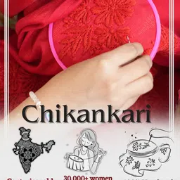 ADA Floral Printed Lucknowi Chikankari Kurta image 5