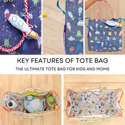 ROSADA Kids Space Printed Lightweight Waterproof Tote Bag image 2