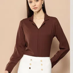 her by invictus Solid Cuban Collar Formal Top-picture-29