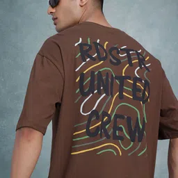The Roadster Life Co. Typography Print Drop-Sleeves Pure Cotton Relaxed Fit T-shirt-picture-21