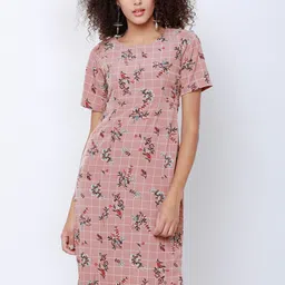 Tokyo Talkies Women Fitted Pink Printed Sheath Dress-picture-41