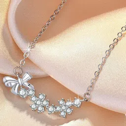 MYKI Stainless Steel Silver-Plated Cubic Zirconia Contemporary Pendant-picture-38