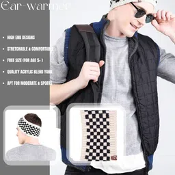 Bharatasya Men Checked Knitted Warm Headband image 5