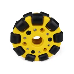 EasyMech Yellow 100mm Double Glass Fiber Omni Wheel (BUSH TYPE ROLLER) High Quality image 2