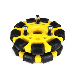 EasyMech Yellow 100mm Double Glass Fiber Omni Wheel (BUSH TYPE ROLLER) High Quality image 3