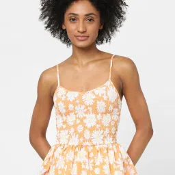 Only Orange & White Floral Print Top image 1