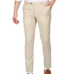 Arrow Beige Slim Fit Trousers image 1