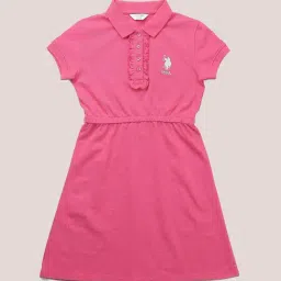 U.S. Polo Assn. Girls Dark Pink Cinched Waist Polo Dress image 4