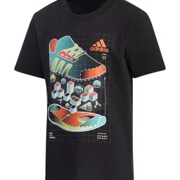 Adidas Kids Black Cotton Printed T-Shirt image 1