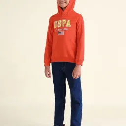 U.S. Polo Assn. Boys Orange Full Sleeves Hood Sweatshirt-picture-35