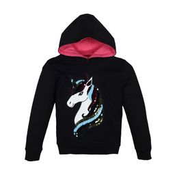 PLUM TREE Girls Black Printed Hooded Sweatshirt-picture-28
