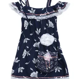 Butterfly Blush Kids Navy Printed Dress-picture-22