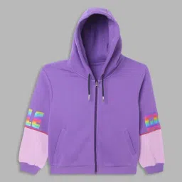 Elle Kids Purple Cotton Color Block Full Sleeves Sweatshirt-image-31