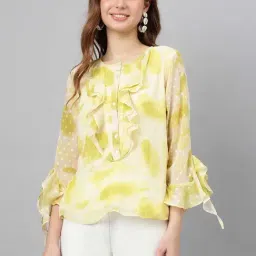 Latin Quarters Yellow Printed Top-image-21