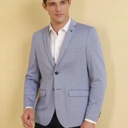 Allen Solly Blue Slim Fit Self Pattern Blazer-picture-25