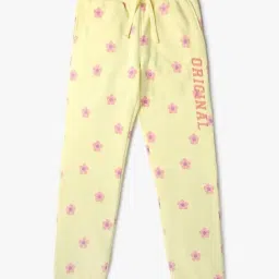 GAP Girls Yellow Cotton Floral Joggers-image-61