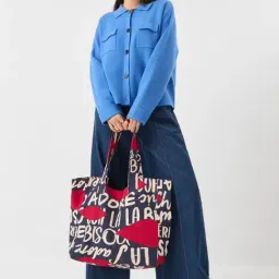 Accessorize London Navy Blue Printed Shopper Bag-picture-33