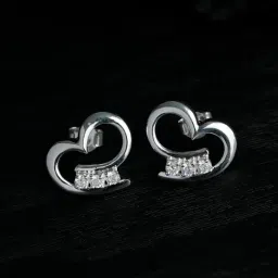 SHEER by Priyaasi Silver Heart Shaped Stud Earring image 5