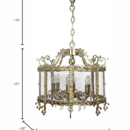 Fos Lighting Gold Stately Cast Aluminium and Crystal Foyer 6 Light Lantern Light image 3