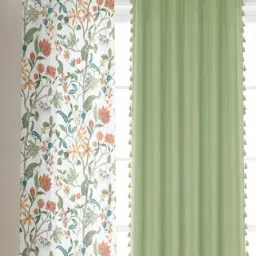Urban Space Cotton Green Room Darkening 8 ft Long Door With Tieback & Eyelets - Set of 3-image-33