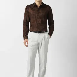 Van Heusen Brown Cotton Slim Fit Printed Shirt image 5