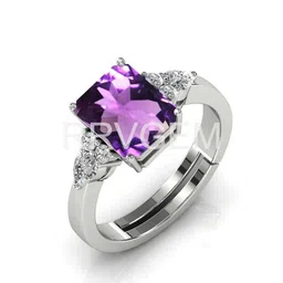 RRVGEM 5.25 Ratti Amethyst Silver Plated Finger Ring image 2