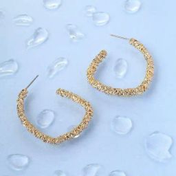 Priyaasi Gold Plated Shimmer Hoop Earring-picture-4