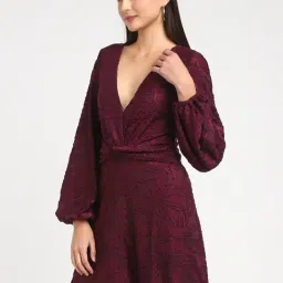 Guess Maroon Self Full Sleeves Dress image 3