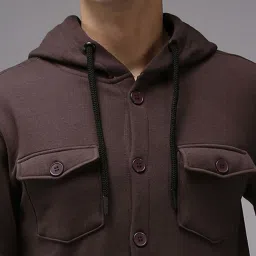 showoffff Showoff Coffee Brown Cotton Regular Fit Hooded Sweatshirt image 4