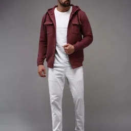 showoffff Showoff Mauve Cotton Regular Fit Hooded Sweatshirt image 5