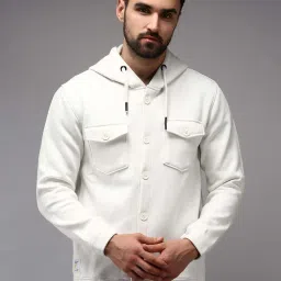 showoffff Showoff White Cotton Regular Fit Hooded Sweatshirt image 1