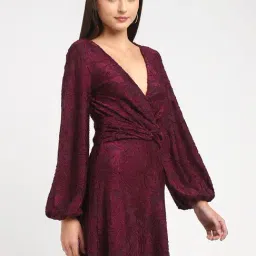 Guess Maroon Self Full Sleeves Dress image 4