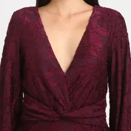 Guess Maroon Self Full Sleeves Dress image 5
