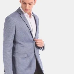 U.S. Polo Assn. Blue Slim Fit Self Pattern Blazers image 3