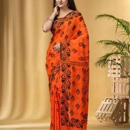 DESH BIDESH Ethnic Motifs Printed Pure Cotton Taant Handloom Saree-image-19