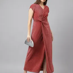 Latin Quarters Red Textured Midi Dress image 4