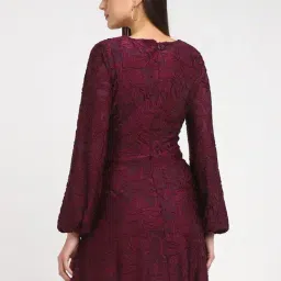 Guess Maroon Self Full Sleeves Dress image 2
