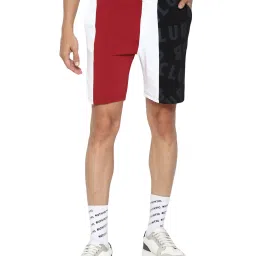 Forever 21 Red & Black Cotton Regular Fit Colour Block Shorts image 1