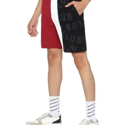 Forever 21 Red & Black Cotton Regular Fit Colour Block Shorts image 3