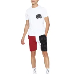 Forever 21 Red & Black Cotton Regular Fit Colour Block Shorts image 5