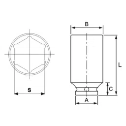 JTC 12.7 mm (1/2 Inch) Hex Drive Chrome Molybdenum Steel Deep Impact Socket Size 26 mm, JTC 448226 image 3