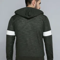 showoffff Showoff Olive Cotton Regular Fit Printed Hooded Sweatshirt image 2